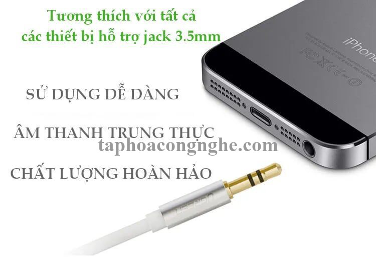 Ugreen 10762 0.5M màu Trắng Cáp âm thanh 2 đầu 3.5mm dương dây dẹt AV119 30010762